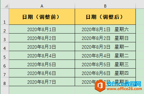 Excel办公技巧：怎么使日期对应的星期数自动与日期一同显示？