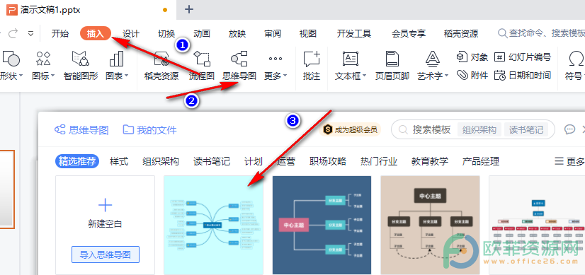 WPS PPT给思维导图主题添加外框并设置样式的方法