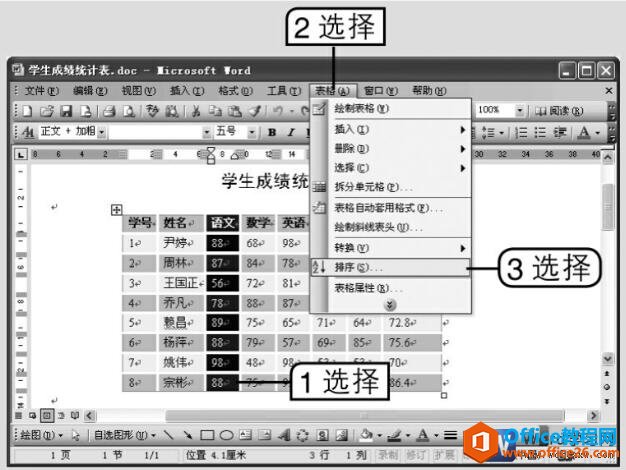 Word2003可以对表格中的数据按照指定顺序进行排序